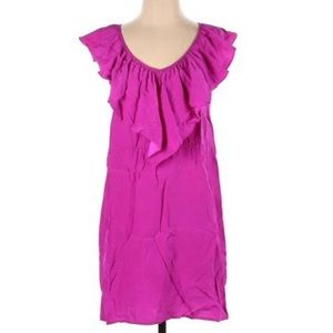 Amanda Uprichard Blouson Silk Dress Hot Pink Coverup Large  Ruffles